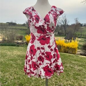 Free People cream combo floral wrap dress